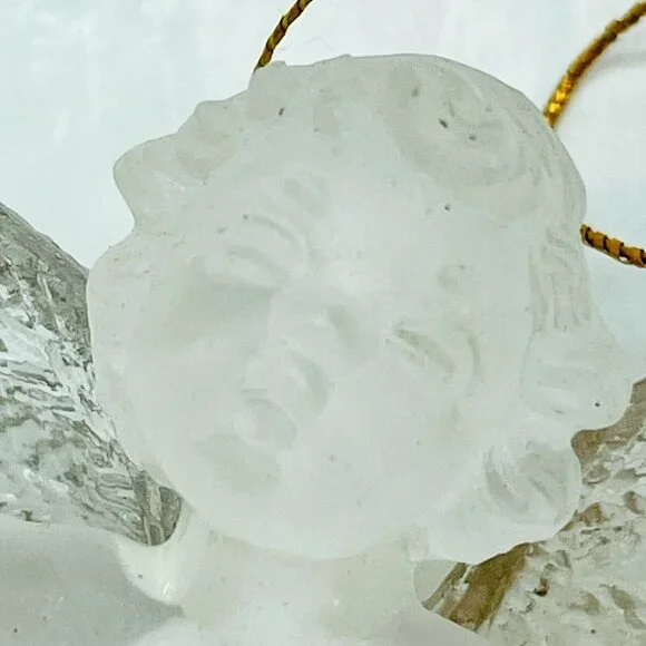 Vintage Christmas Tree Ornament Flying Angel Cherub Hand Painted Gold Wings 2.5" - Picture 8 of 11